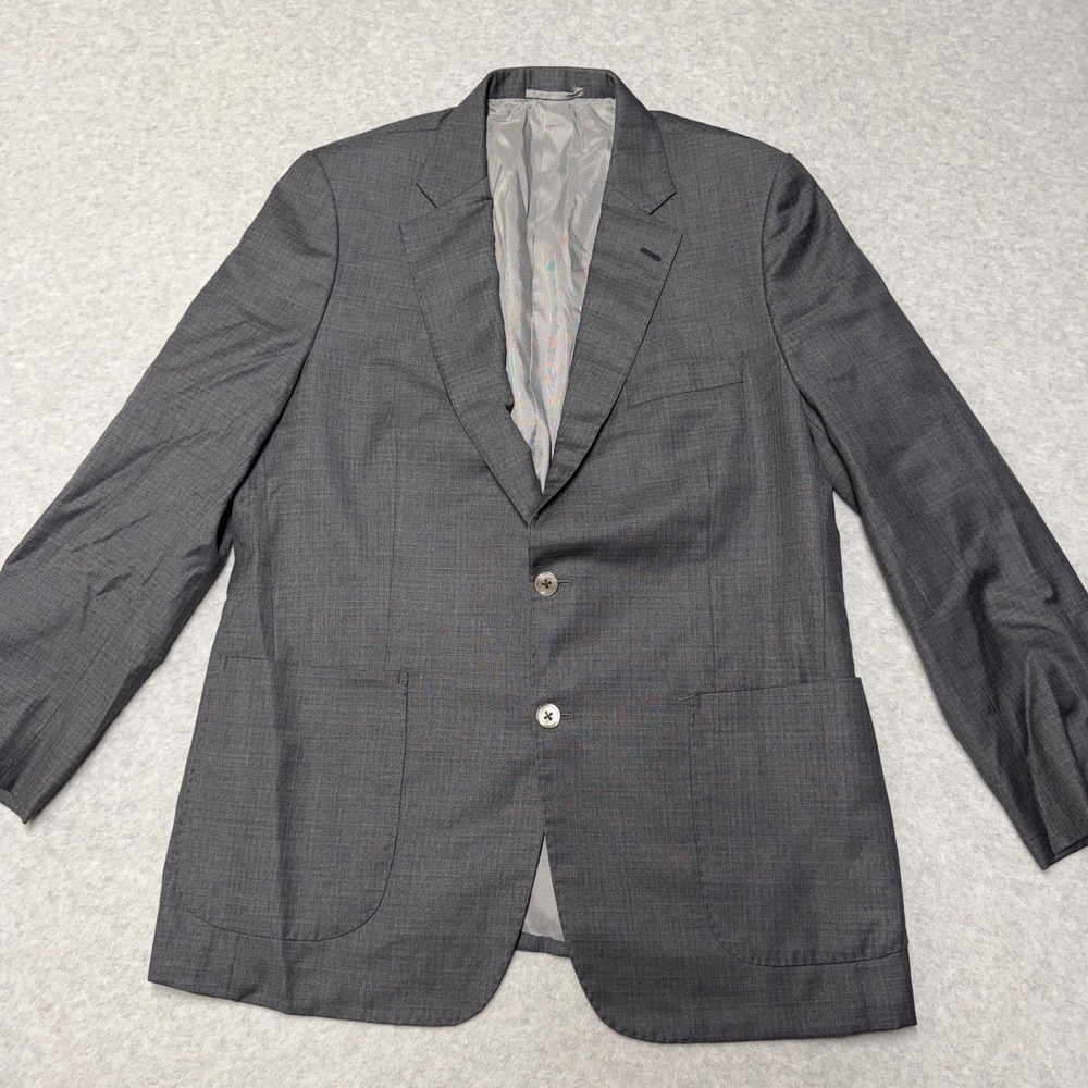 Holland & Sherry Blazer Mens 44R Gray Luxury Mohair Check Sport Coat Jacket